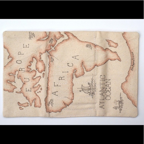 Trifold wallet hand drawn wold map men's for him - Picture 4 of 6